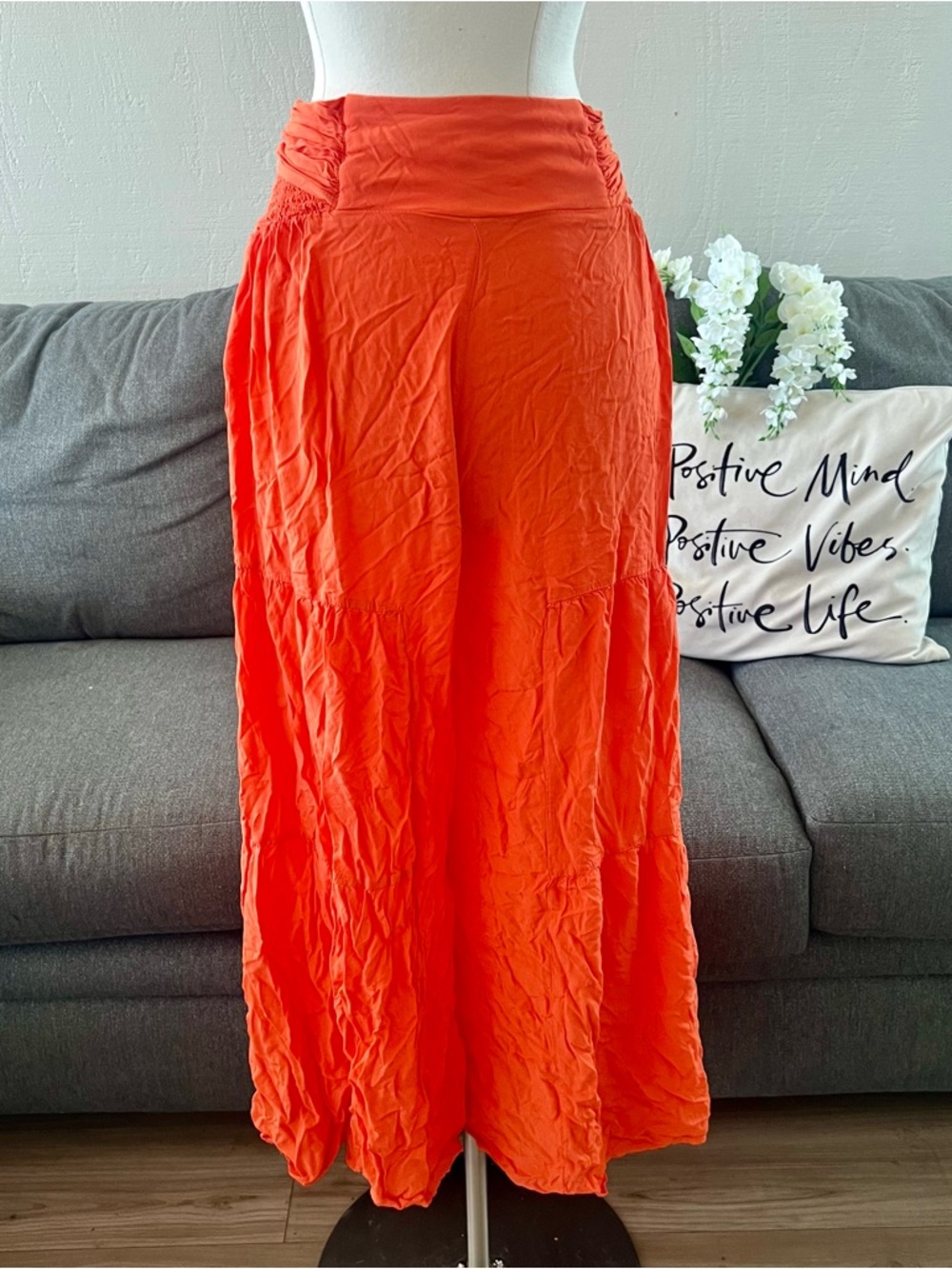 Boho Orange Wide Leg Pants - Picture 5 of 8